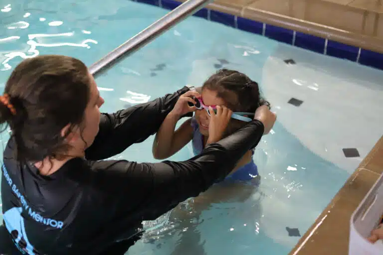 instructor decided child should wear goggles during swim lessons